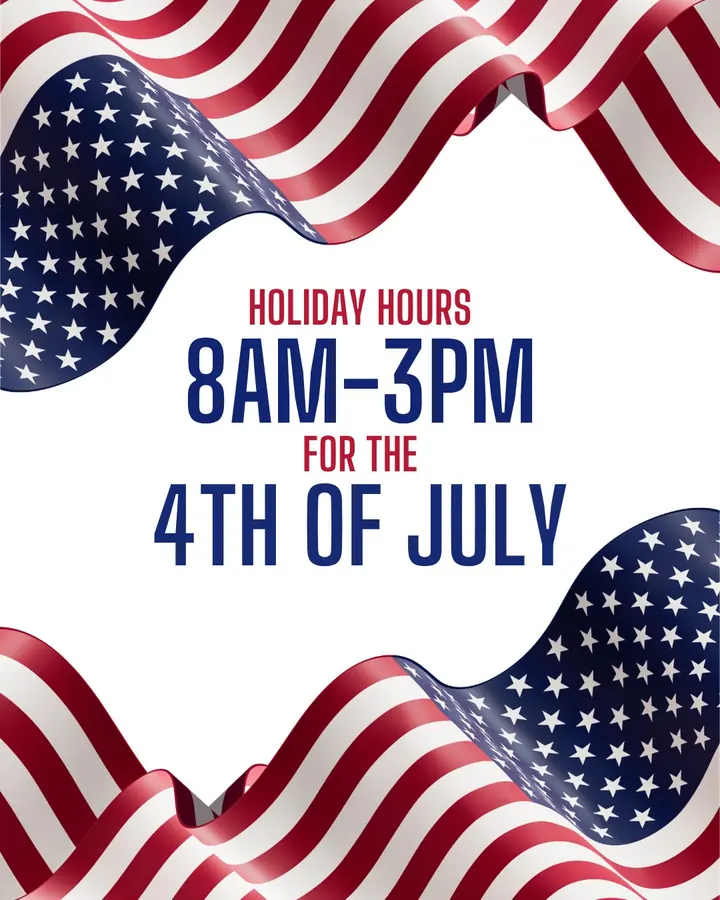 Happy July! We wanted to let you all know we are adjusting our hours for the 4th of July. We will be open from 8 AM to 3 PM so you can stop by and…